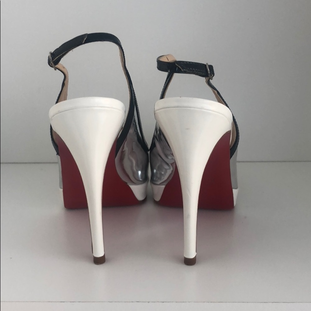 Christian Louboutin White/Silver Foxtrot 120 Pumps - image 3
